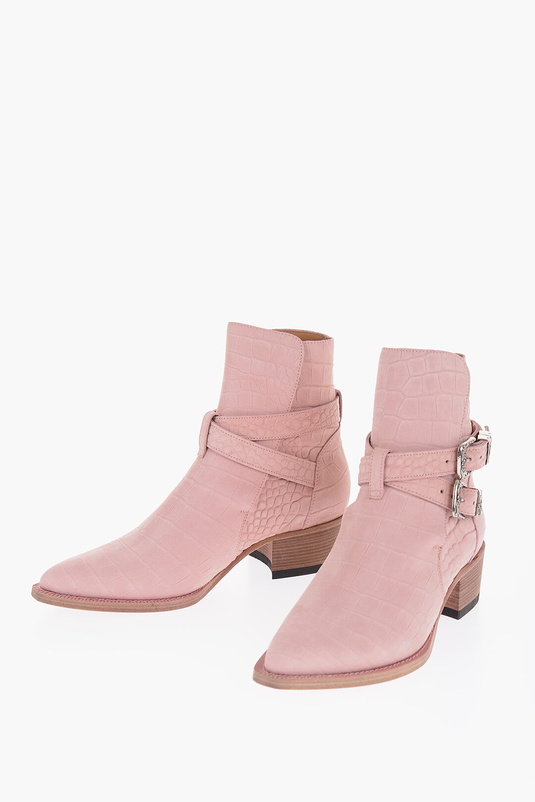 Croco Embossed Suede JODHPUR Western Booties 5cm