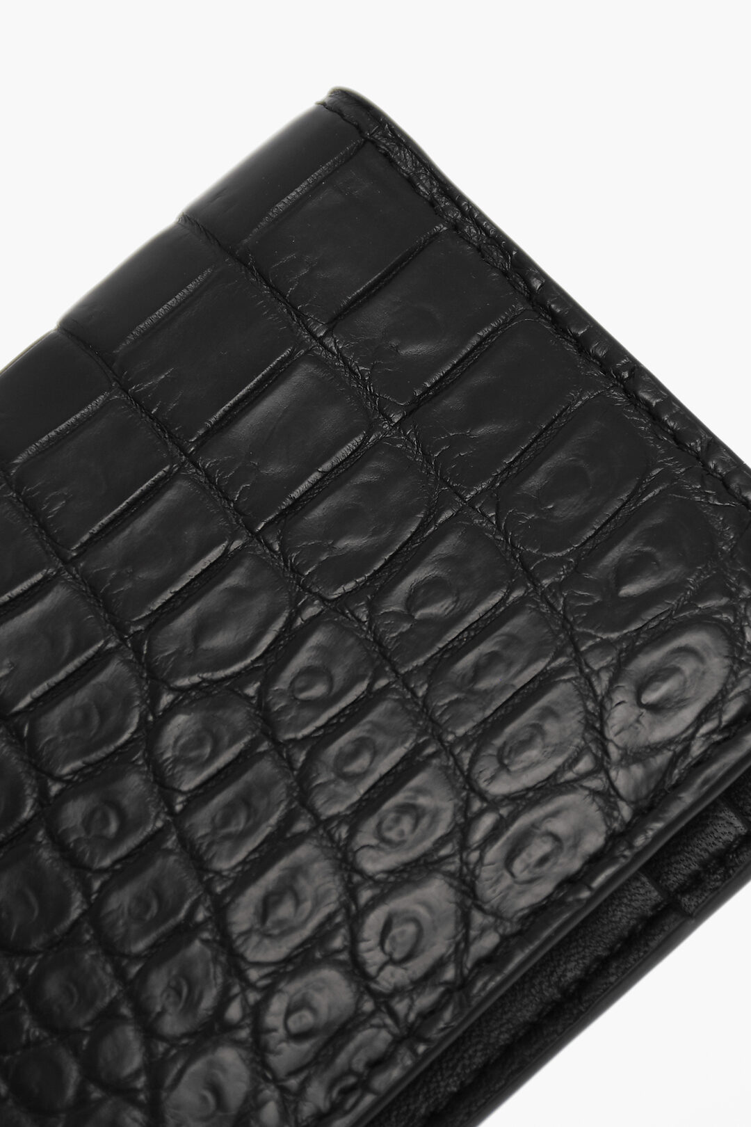 Flat Card Case with Zip, Black Croc, Card Holders