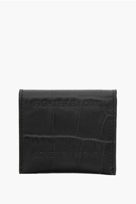 Neil Barrett Crocodile Effect Leather Condom Case In Black