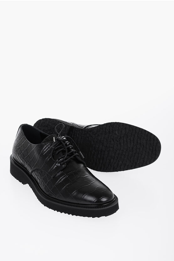 Shop Giuseppe Zanotti Crocodile Effect Leather Derby Shoes