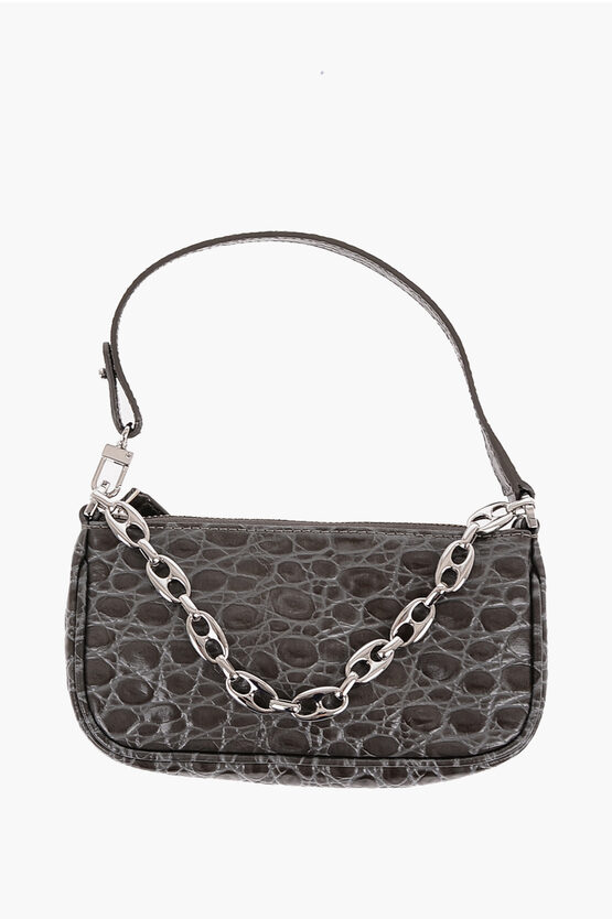 By Far Crocodile Effect Leather Rachel Mini Bag With Silver-tone Ch