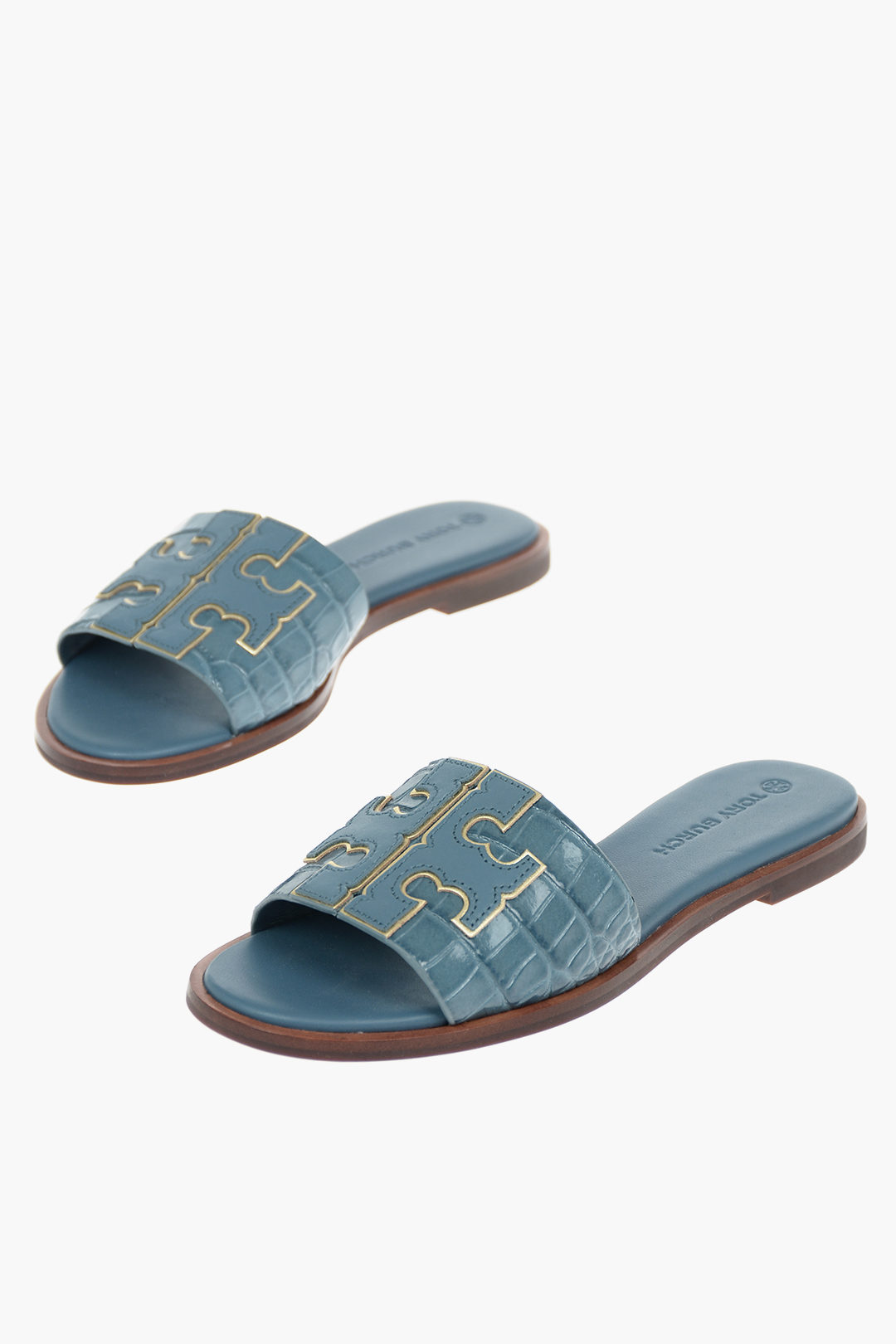 Tory Burch Crocodile Effect Leather Slippers with Lurex Details women -  Glamood Outlet