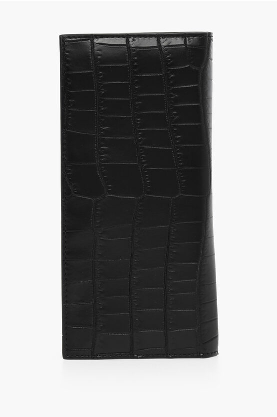 Bottega Veneta Crocodile Leather Bifold Wallet In Black