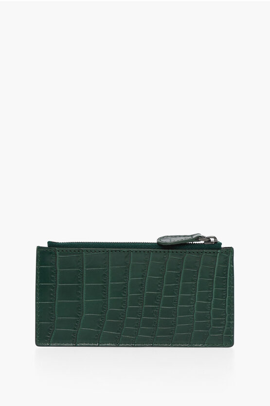 Bottega Veneta Crocodile Leather Card Holder with Zip men - Glamood Outlet
