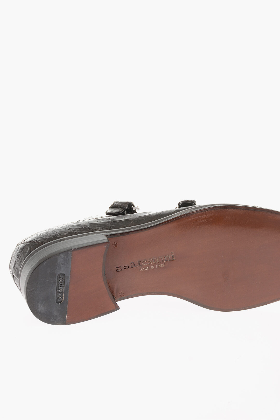 Crocodile Leather Double Strap Monk Shoes