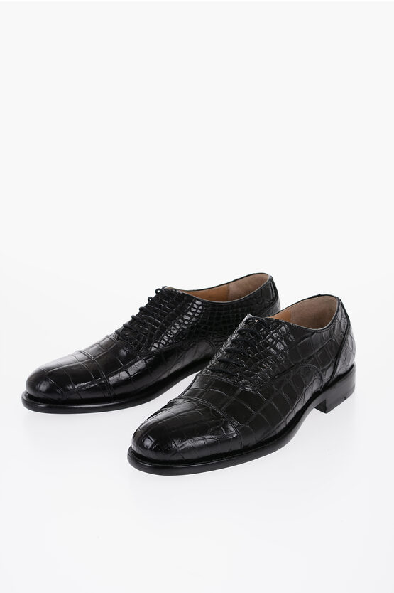 Corneliani Crocodile Leather Oxford Shoes