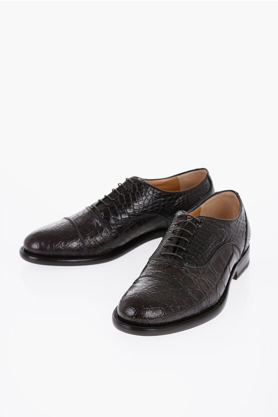 Shop Corneliani Crocodile Leather Oxford Shoes