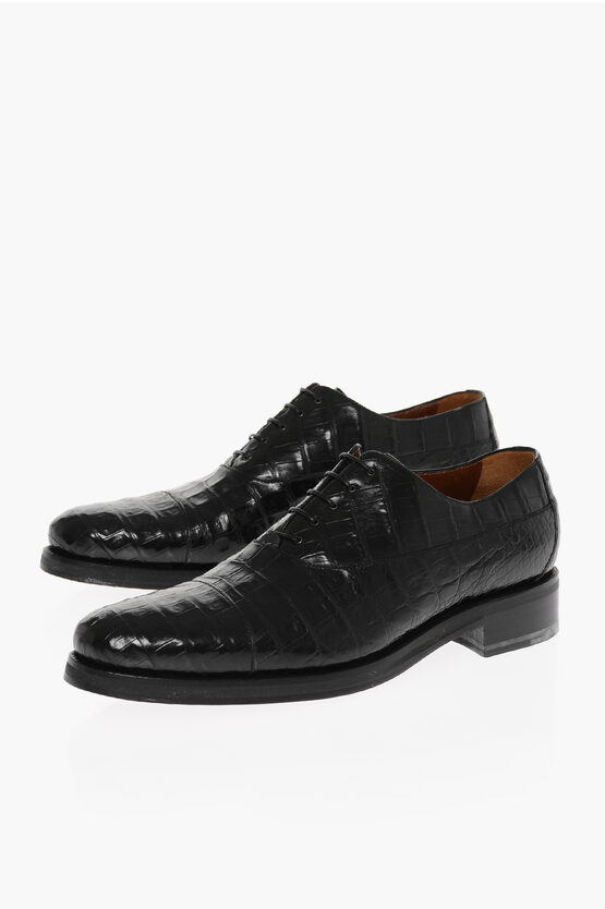 Shop Testoni Crocodile Leather Sport Oxford Shoes