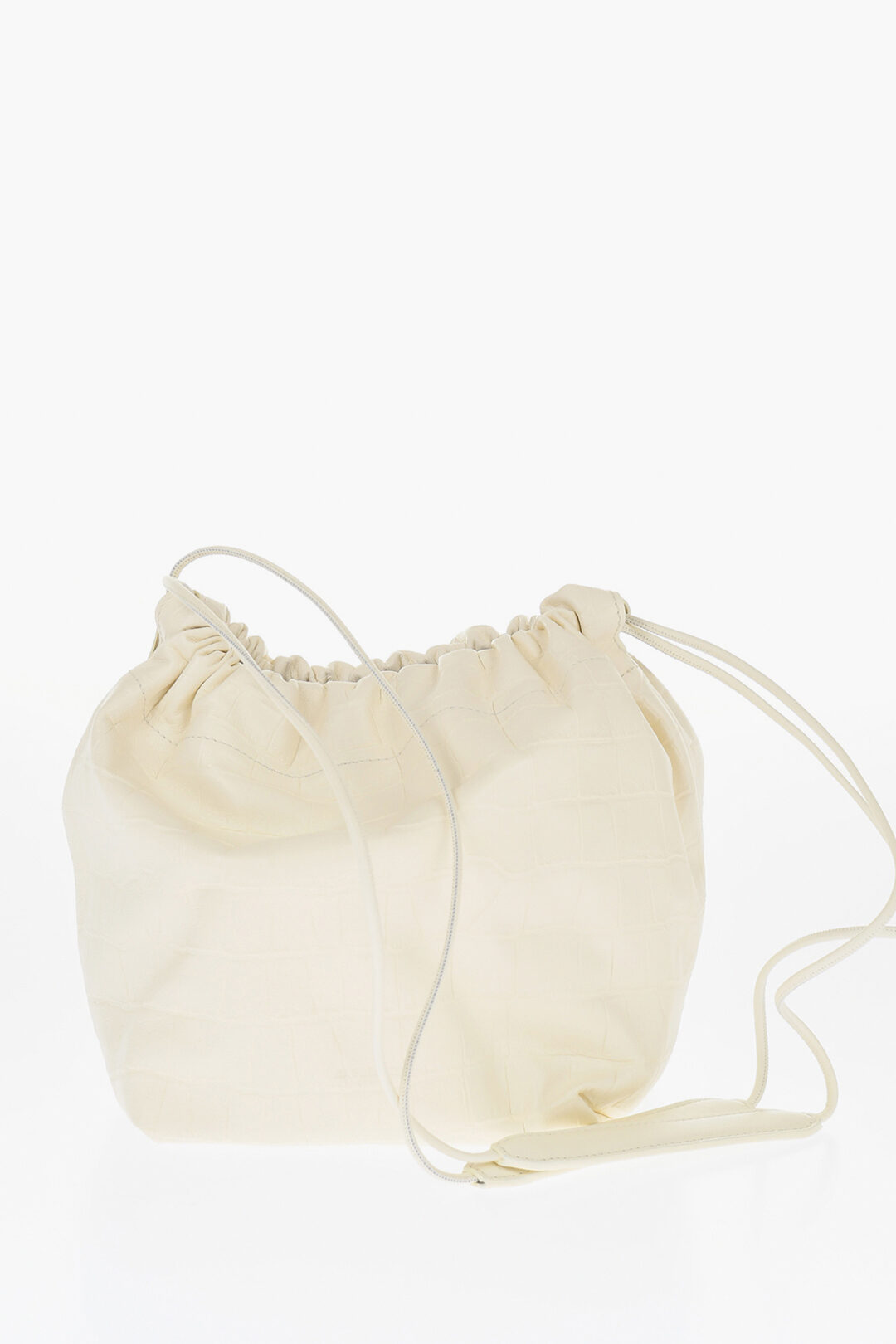 JIL SANDER Cream Fur Dumpling Bucket Bag JIL SANDER Cream Fur Dumpling Bucket Bag