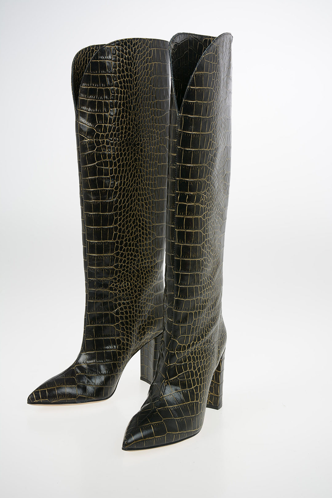 Paris Texas Crocodile Printed Leather Knee High Texan Boots 10cm women ...