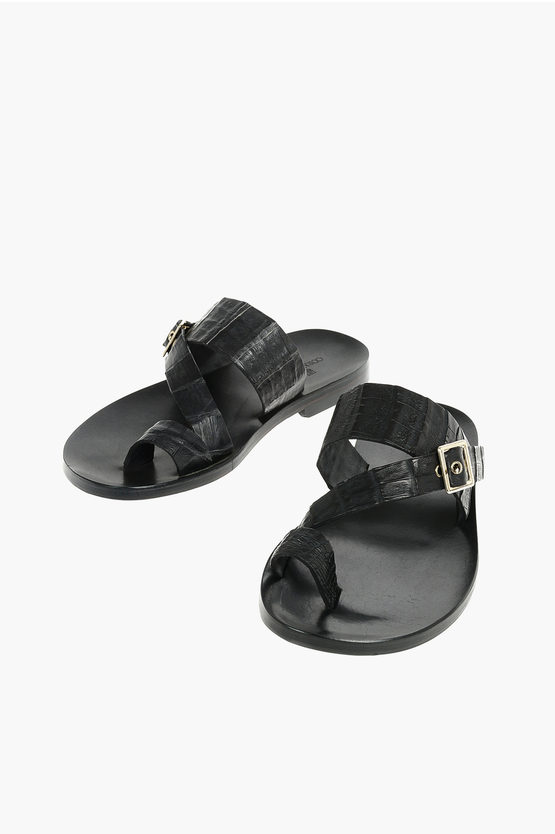 Shop Corneliani Crocodile Skin Thong Sandals