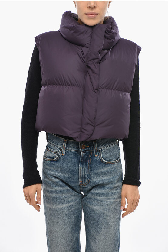 Bacon Crop Ramon Down Vest With Hidden Buttoning In Purple