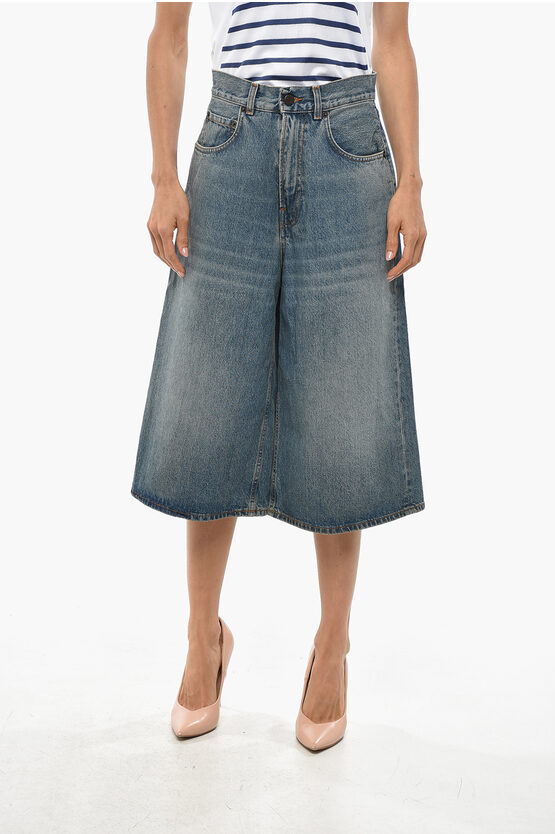 Haikure Cropped Belle Jeans With Logo Button 33cm In Blue