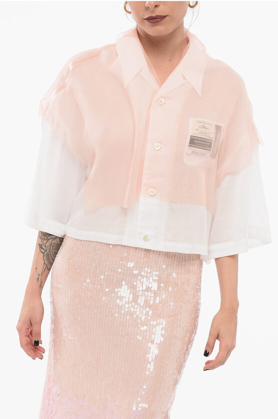 Undercover Cropped Blouse With Sheer Layer