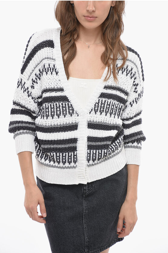 Peserico Cropped Cardigan With Lurex Details In Black
