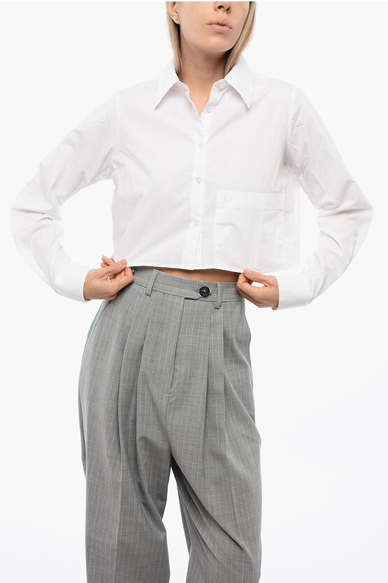 John Richmond Cropped Cirtula Shirt With Ton-sur-ton Embroidery