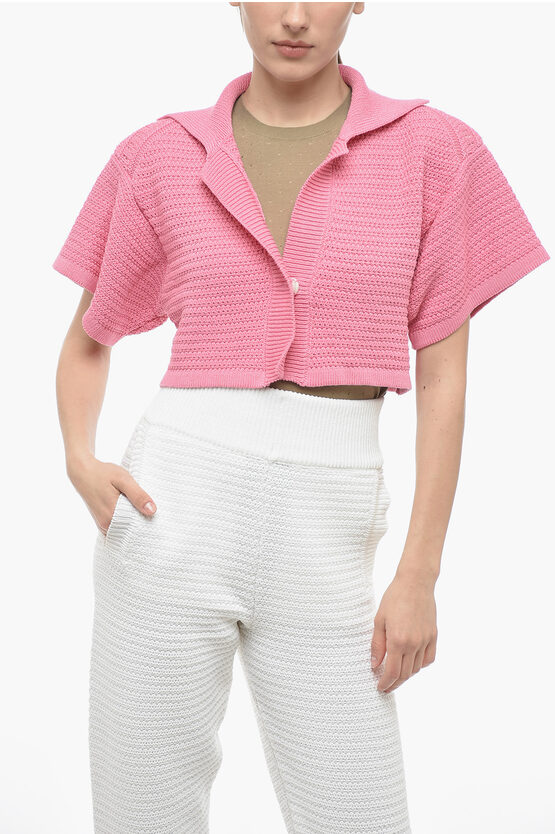 Art Essay Woman Cardigan Pink Size M Cotton