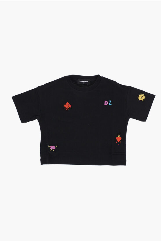 Shop Dsquared2 Cropped Crew-neck T-shirt With Embroidery