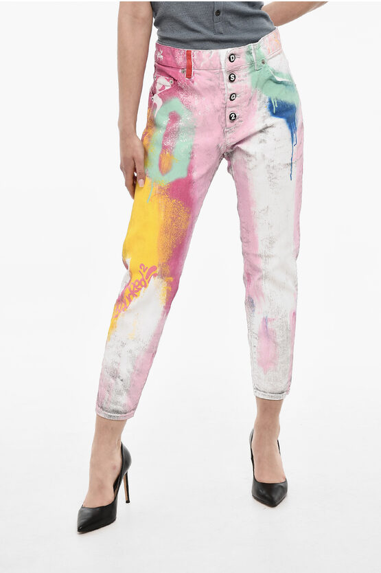 Dsquared2 Cropped Dan Jeans Paint Effect