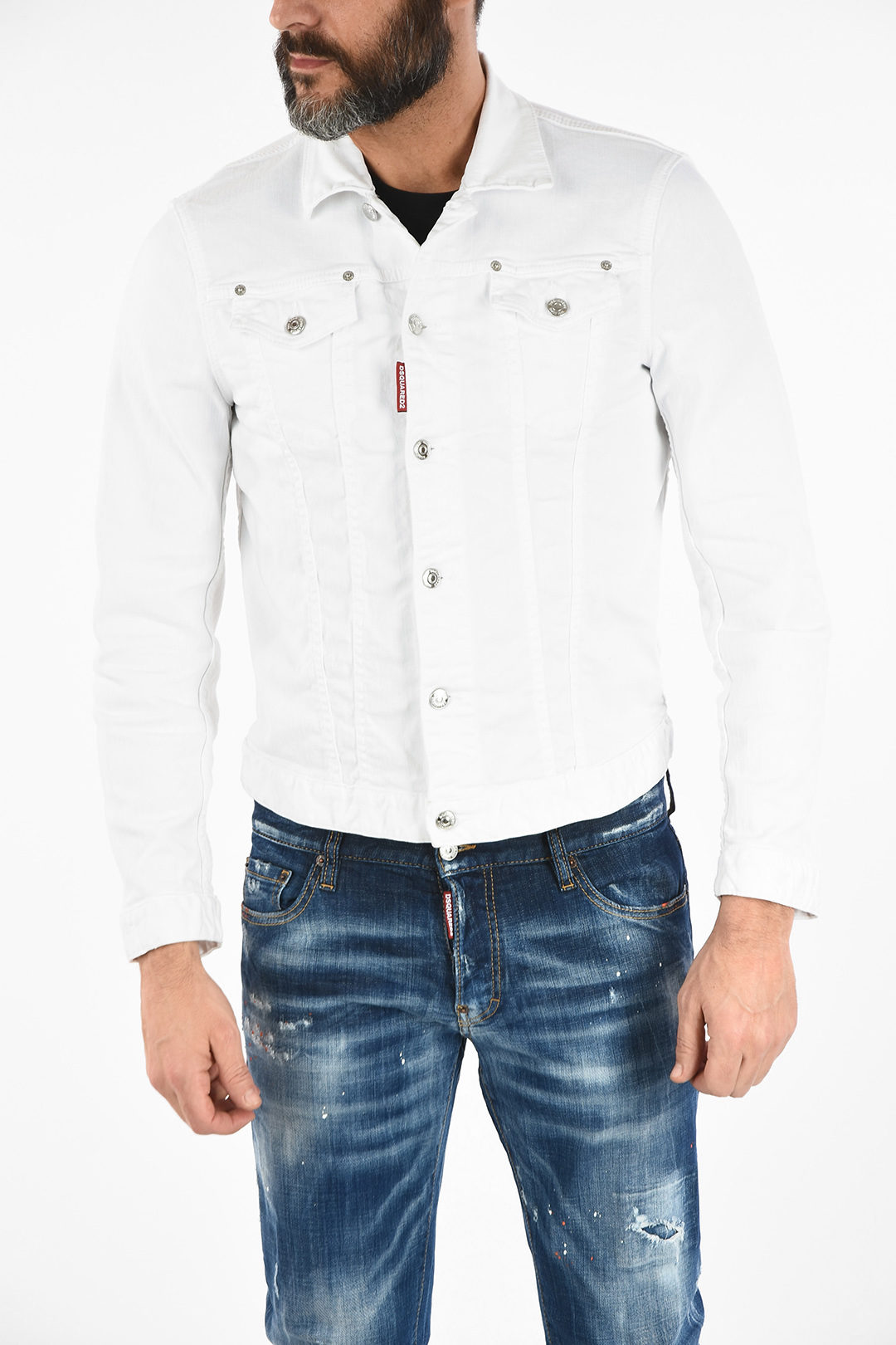 DSQUARED2 White cropped denim shops jacket