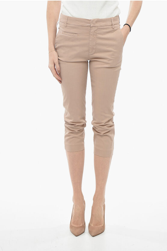 Dondup Cropped Fit Ariel Chinos Pants In Neutral