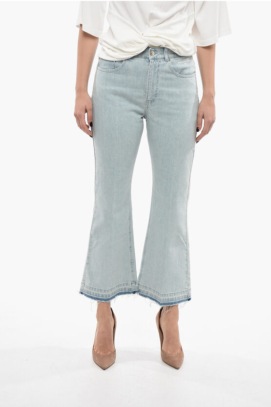 Stella Mccartney Cropped Fit Bootcut Denims With Vintage Pale Wash 27cm In Blue