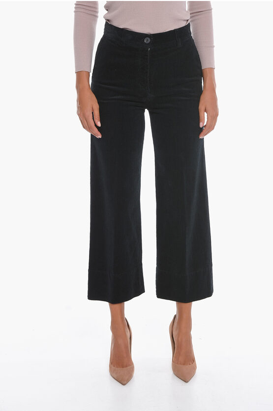 Ql2 Cropped Fit Corduroy Trousers In Black
