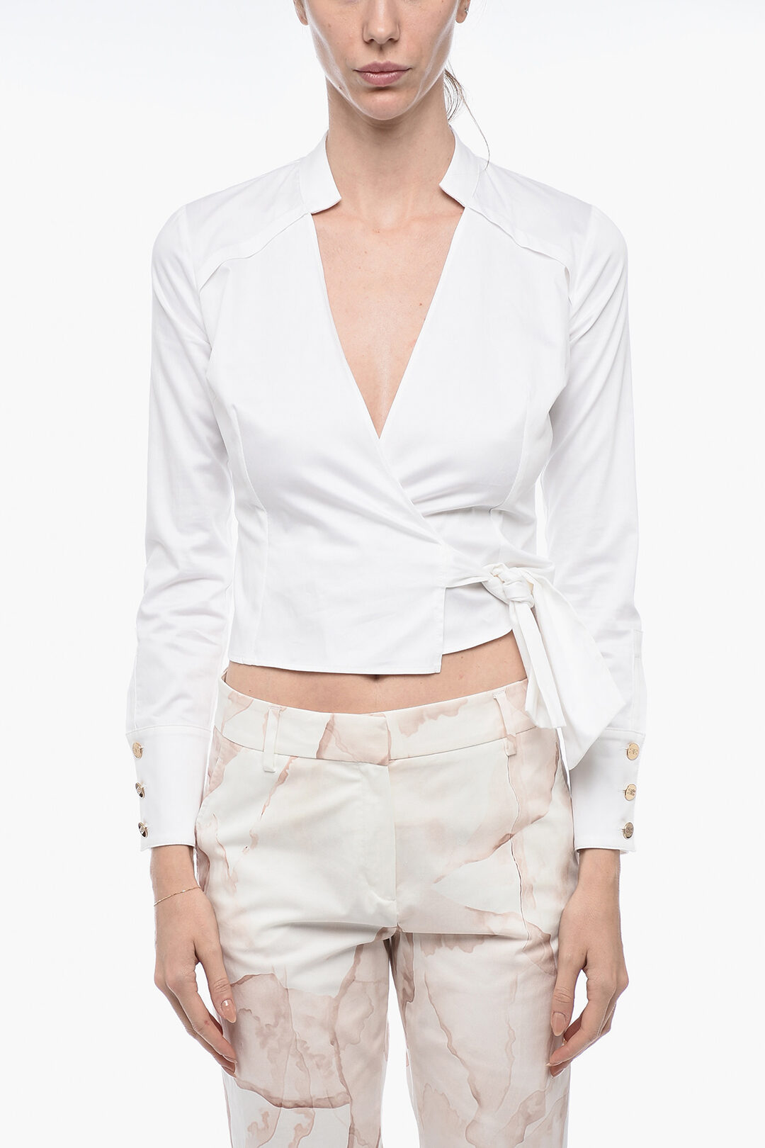 Elisabetta Franchi Cropped Fit DAILY Shirt with Wrap Design