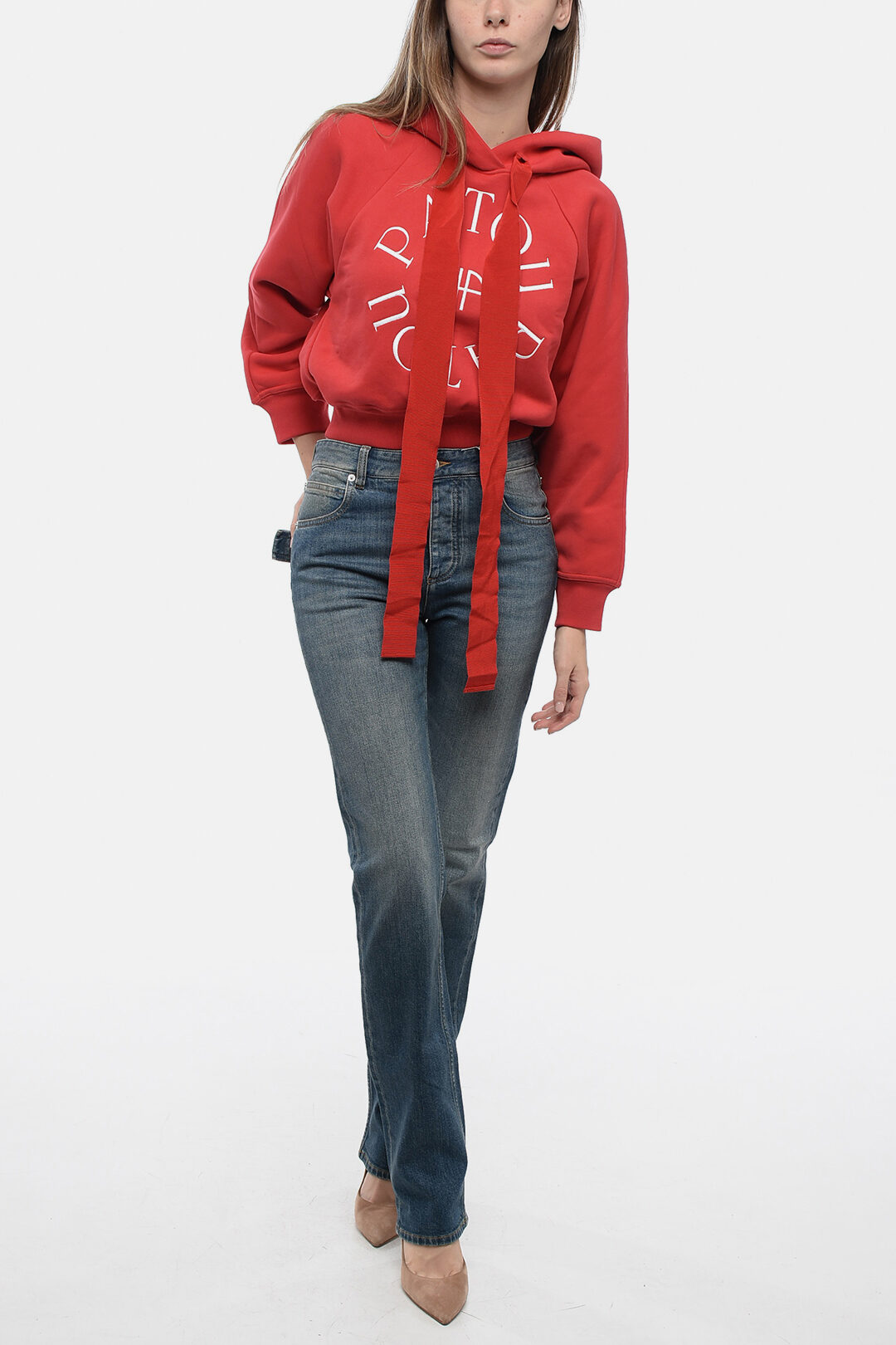 Patou Cropped Fit MEDALLION Hoodie with Embroidered Logo women 