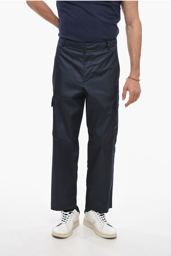 Prada Cropped Fit Re-nylon Cargo Pants In Blue