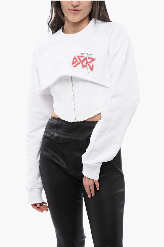 Dsquared2 Cropped Fit Rock Sweatshirt With Corset Detail