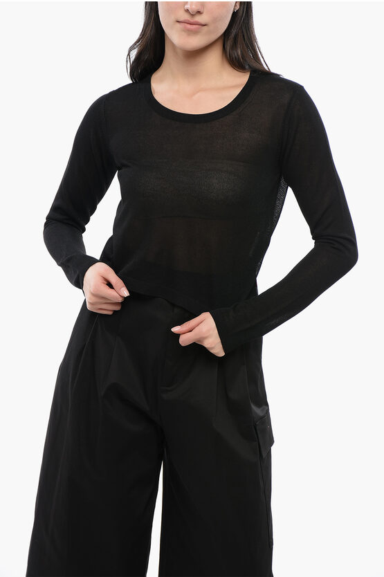 Woolrich Cropped Fit Viscose Blend Sweater With Crew Neck