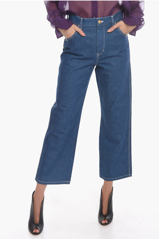 Tory Burch Cropped Flared Denims With Back Logo Patch