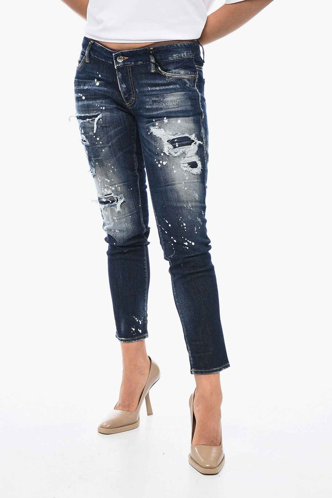 Dsquared2 Cropped Jennifer Fit Denims with Distressed