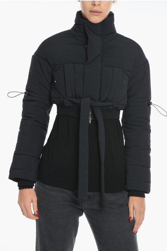Nensi Dojaka Cropped Nylon Hybrid Jacket In Black