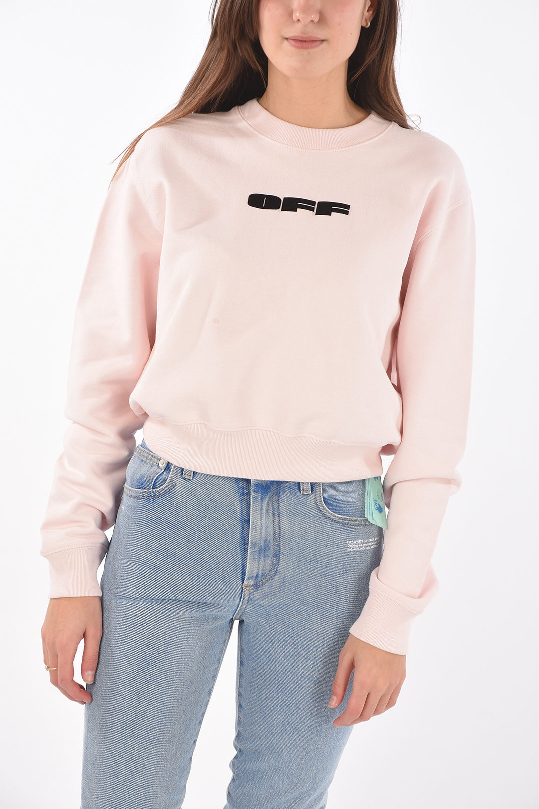 white cropped crewneck sweatshirt