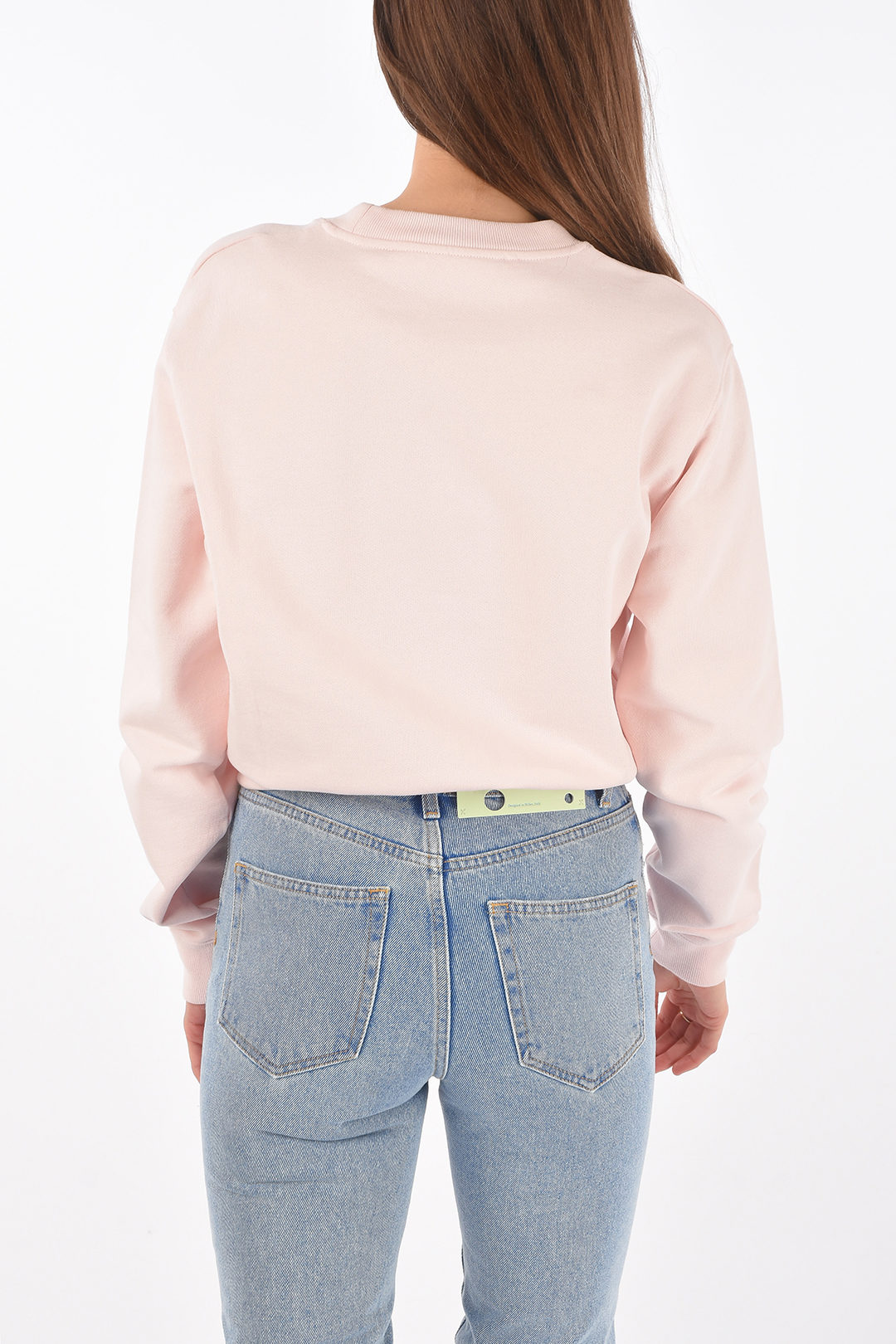 white cropped crewneck sweatshirt