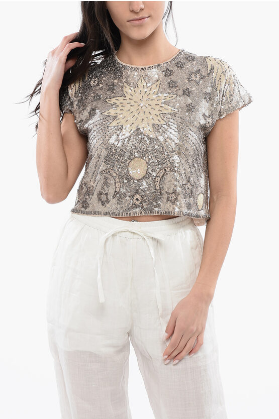 Allsaints Cropped Sequin Etta Top