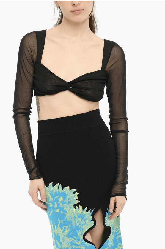 The Andamane Cropped Sheer Kylie Top In Black