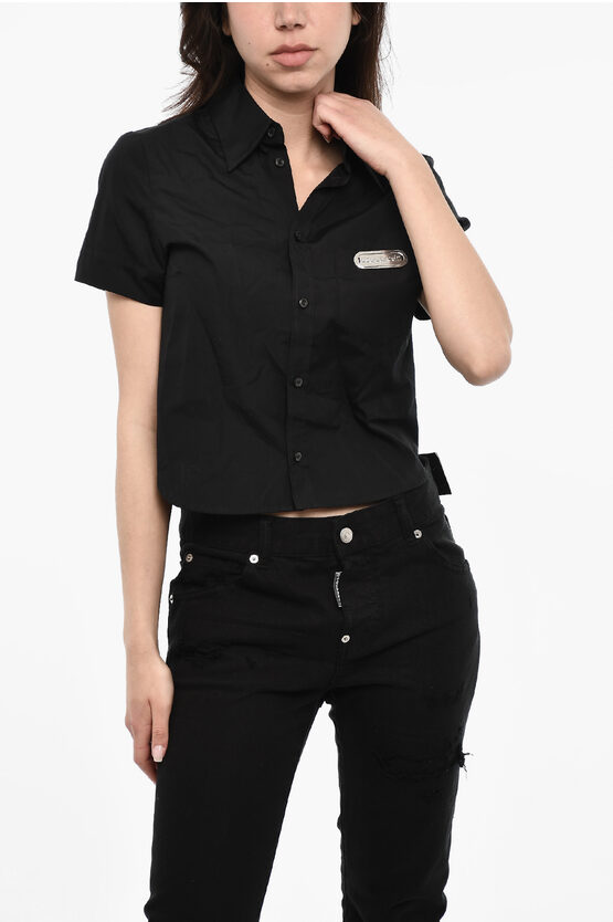 Dsquared2 Cropped Short Sleeved Shirt With Breast Pocket
