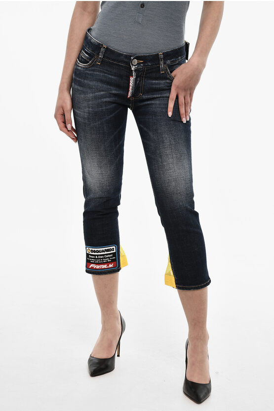 Dsquared2 Cropped Slim Fit Jeans With Logo Patch