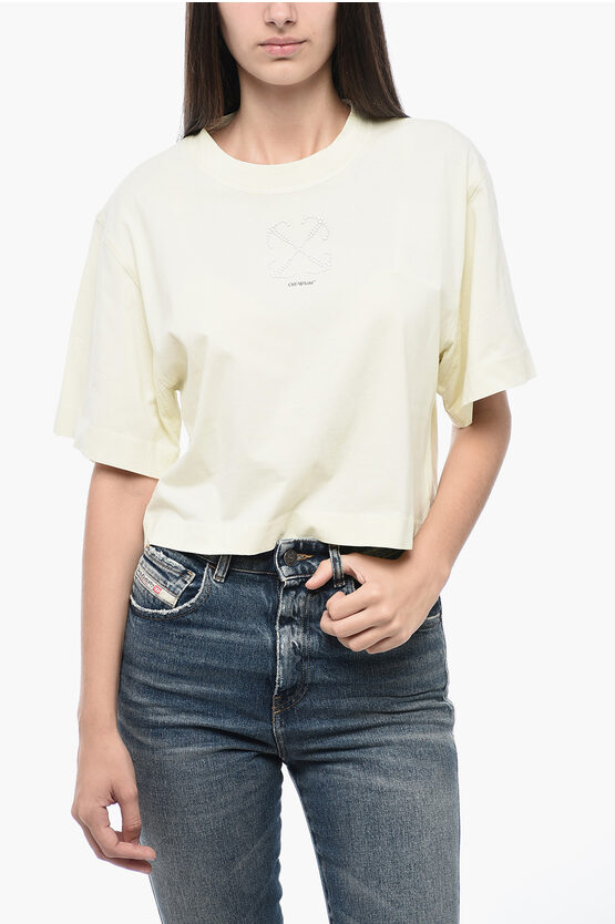 Shop Off-white Cropped T-shirt With Arrow Logo Application