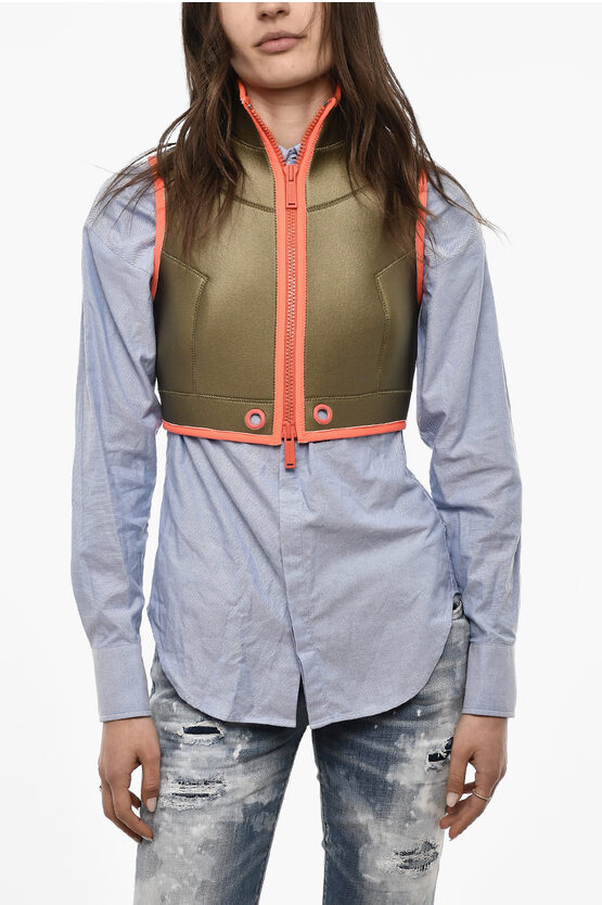 Dsquared2 Cropped Technician Fabric Jacket With Contrasting Trim