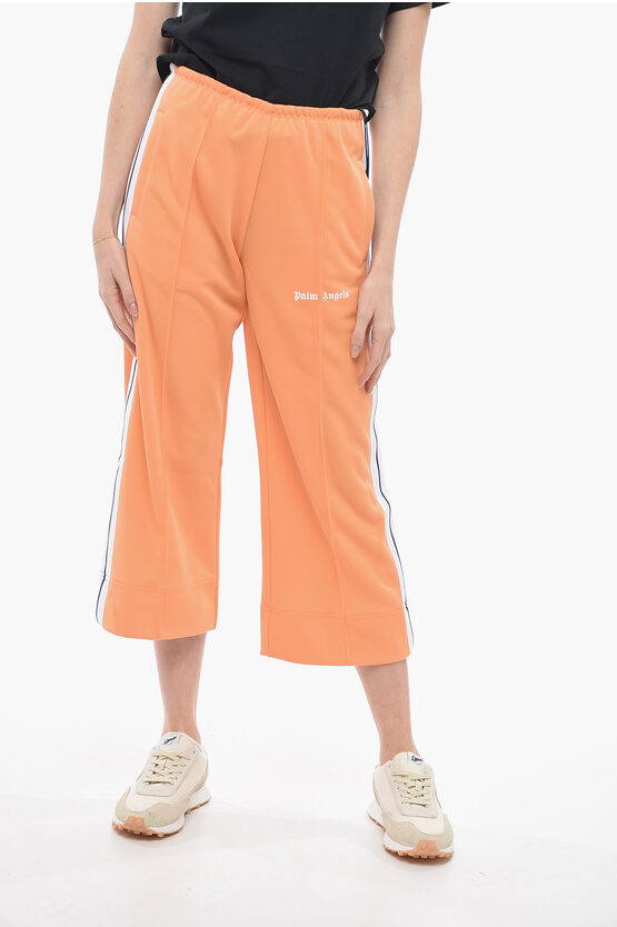 Palm Angels Cropped Track Joggers With Contrasting Bands In Orange