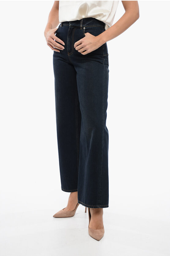 Dior Cropped Wide-leg Denims With Dark Wash