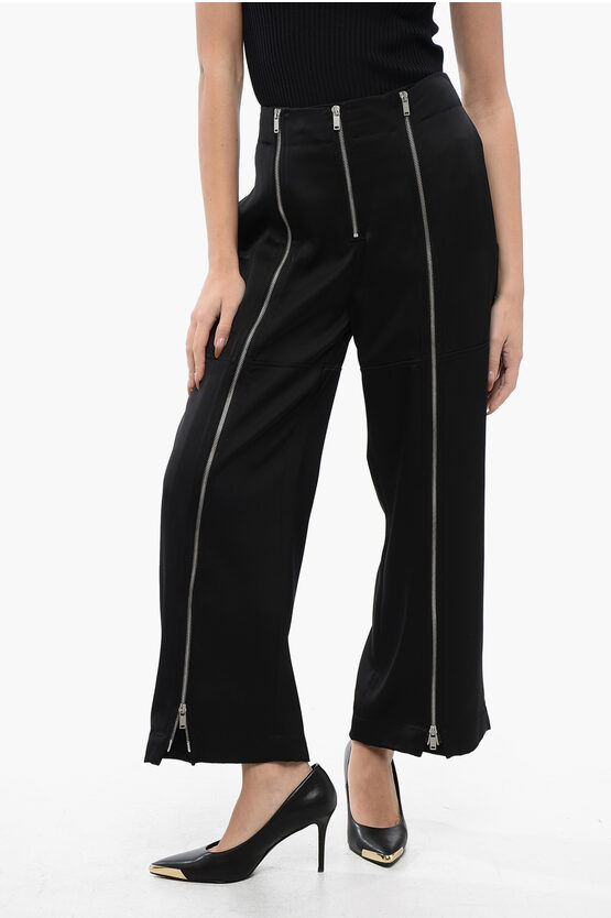 Jil Sander Cropped Wide-leg Pants With Zipped Detailing
