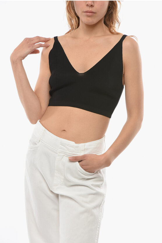 Birgitte Herskind Cropped Wrap Leo Top With Bow Detail In Black