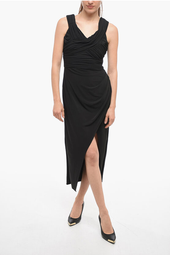 Self-portrait Crossover Dress With Cut Out Detail In Black