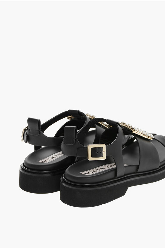 サンダル・ミュール Roger Vivier Viv Rangers High l Sandal Viv' Rangers Sandals in leather Black Woman
