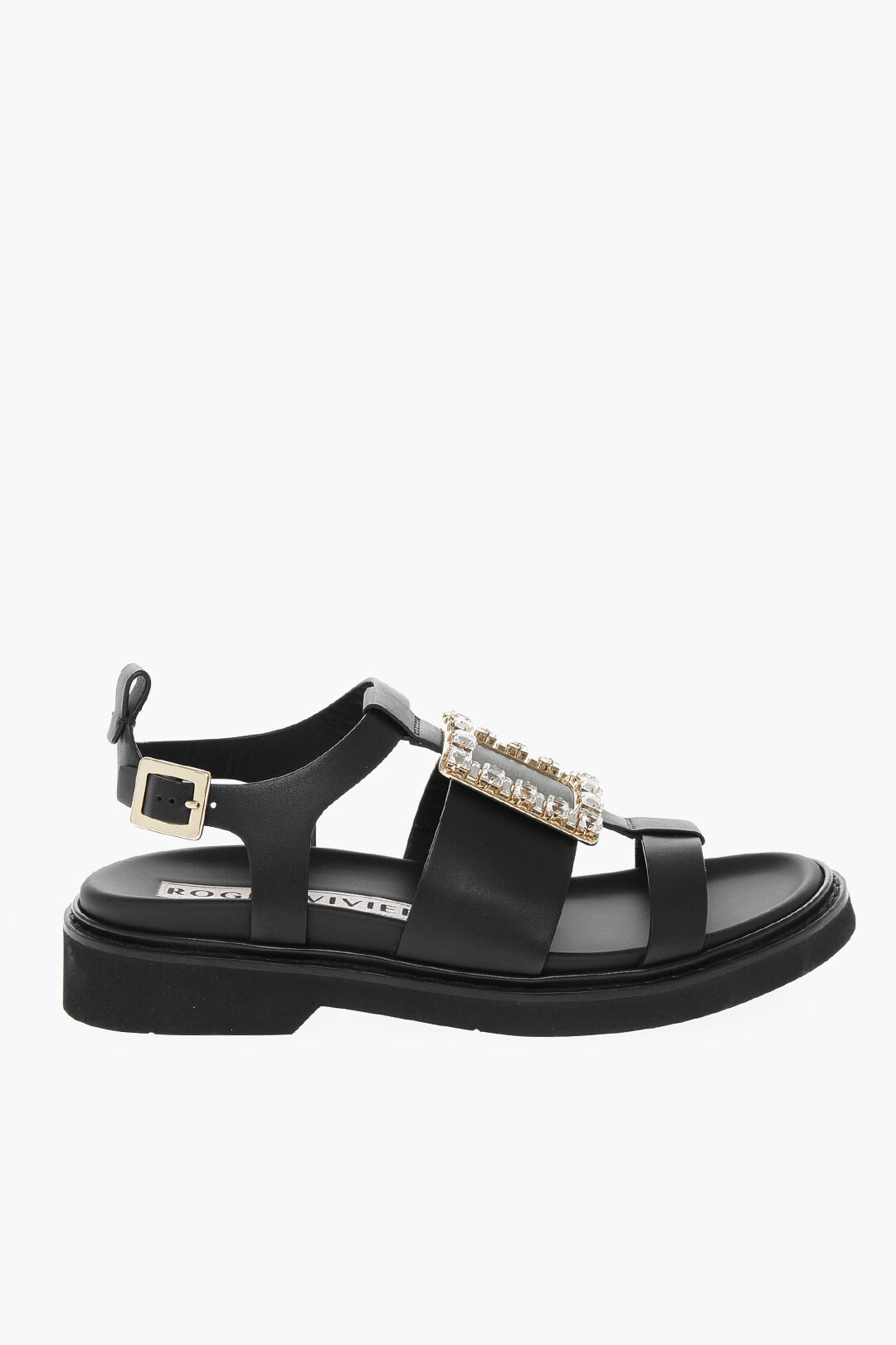 Roger Vivier Crystal Buckle Leather VIV RANGERS Sandals